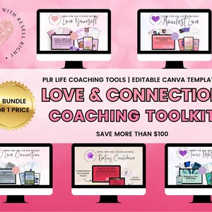 Kit de herramientas de coaching de vida: Amor y conexión, plantillas de Canva (PLR)