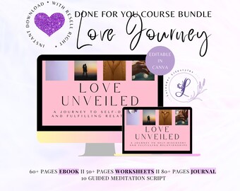PLR Life Coaching Program Love Journey Done for You Course Ebook and Workbook with Editable Template Canva for Life & Success Coaches
