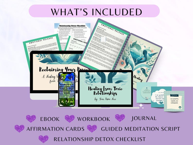 lead magnet workbook, journal with prompts, digital done for you, mental health bundle, Positive Affirmation, Personal Development, life coaching tools, toxic relationship, plr ebook  resources, canva course creator, therapist counsellor