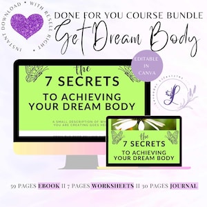 PLR Health Coaching Program Achieve Dream Body Done for You Course Ebook&Workbook with Editable Template Canva for Wellness,Weightloss Coach