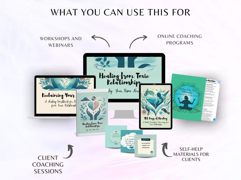 lead magnet workbook, journal with prompts, digital done for you, mental health bundle, Positive Affirmation, Personal Development, life coaching tools, toxic relationship, plr ebook  resources, canva course creator, therapist counsellor