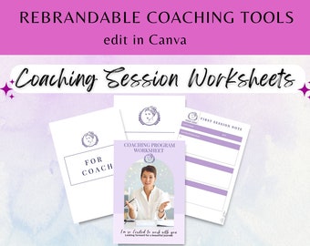 Plantillas de hojas de trabajo para sesiones de coaching: Kit de herramientas editables de Canva