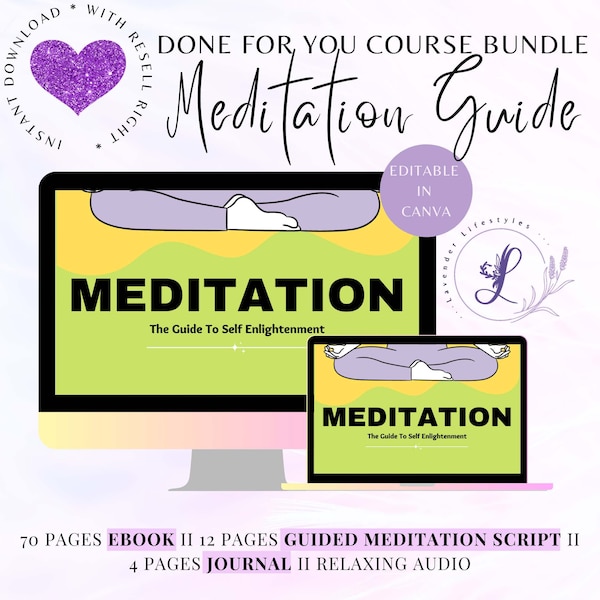 Life Coaching Bundle ll Meditation Guide To Self Enlightenment: Editable Ebook Template in Canva  for Life, Spiritual, and Success Coaches