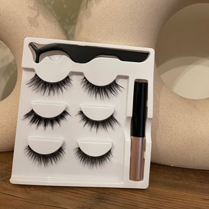 3 pairs Magnetic eyelashes kit with eyeliner and tweezers No Glue Needed Nature look or Bushy style + free shipping / Wholesale