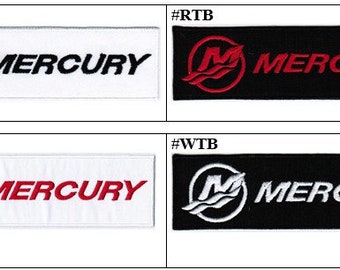 Mercury Marine Fishing Outboards Motor Badge Iron On Embroidered Patch
