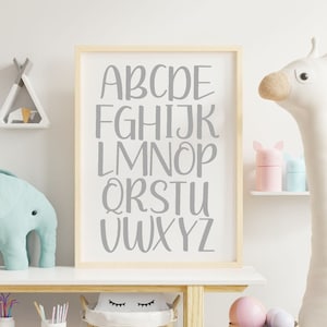 Neutral ABC Poster: Gray Alphabet Nursery Decor (Digital Download)
