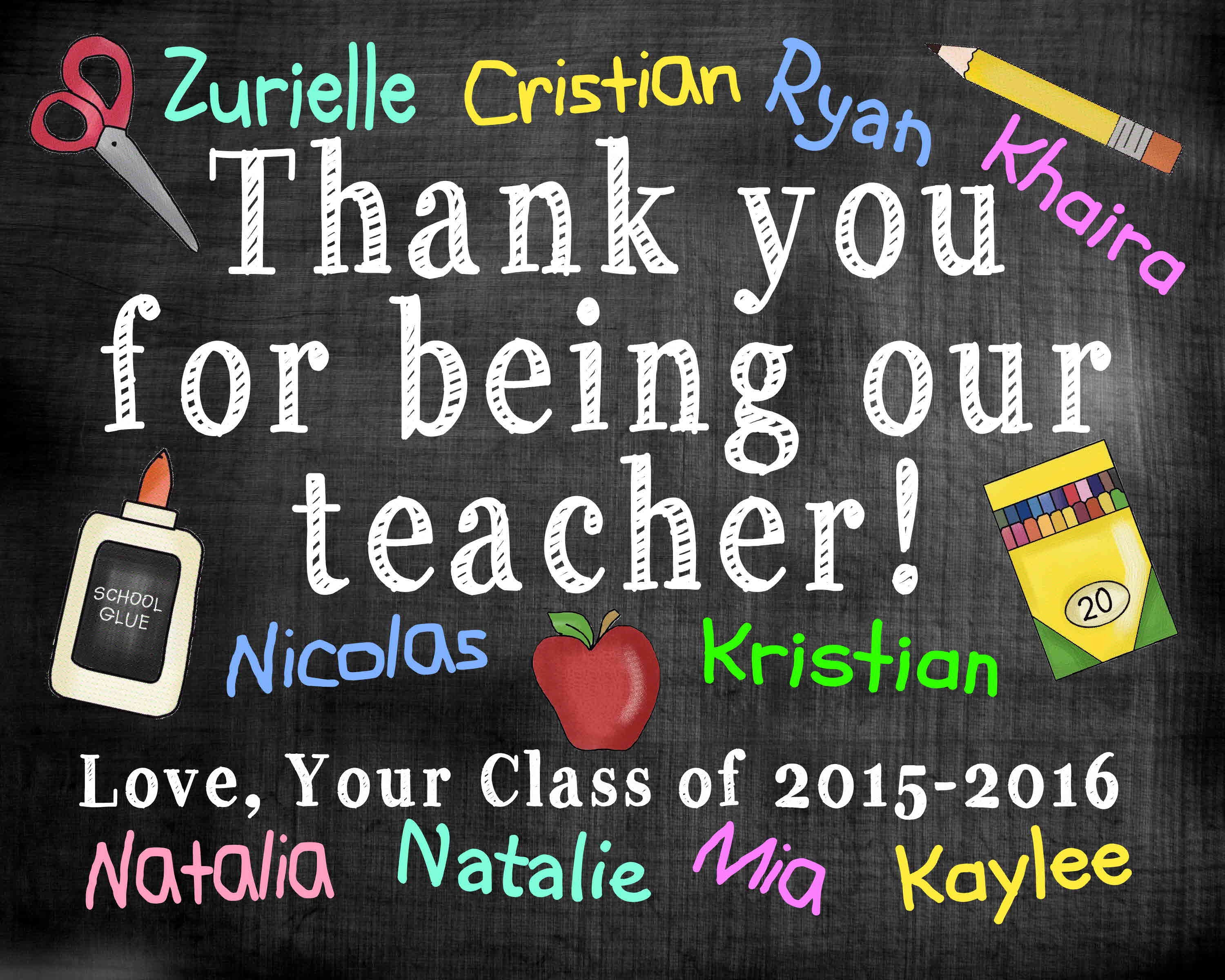 Teacher Appreciation Gift, Personalized Teacher Sign, Thank You Teacher ...