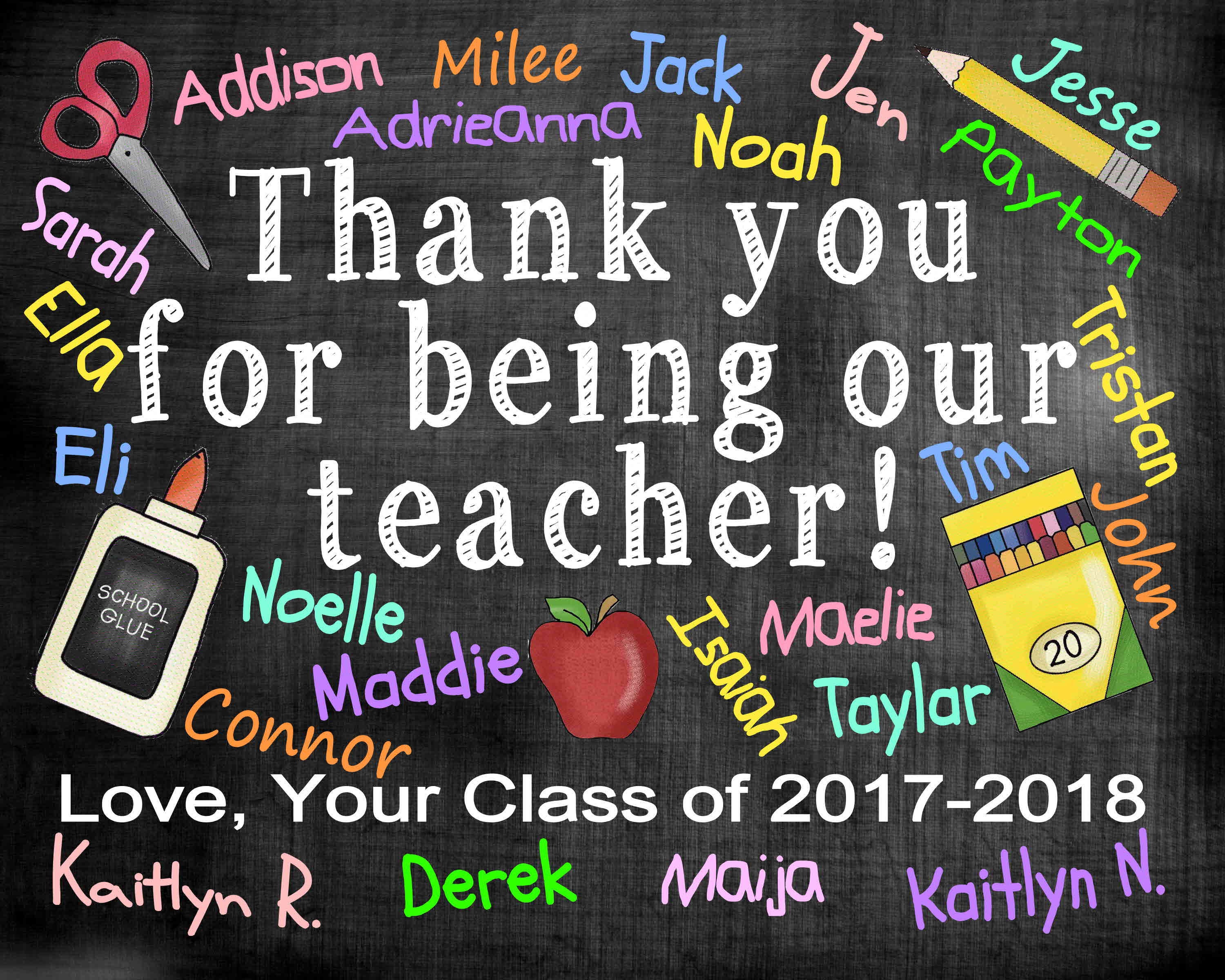 Teacher Appreciation Gift, Personalized Teacher Sign, Thank You Teacher ...