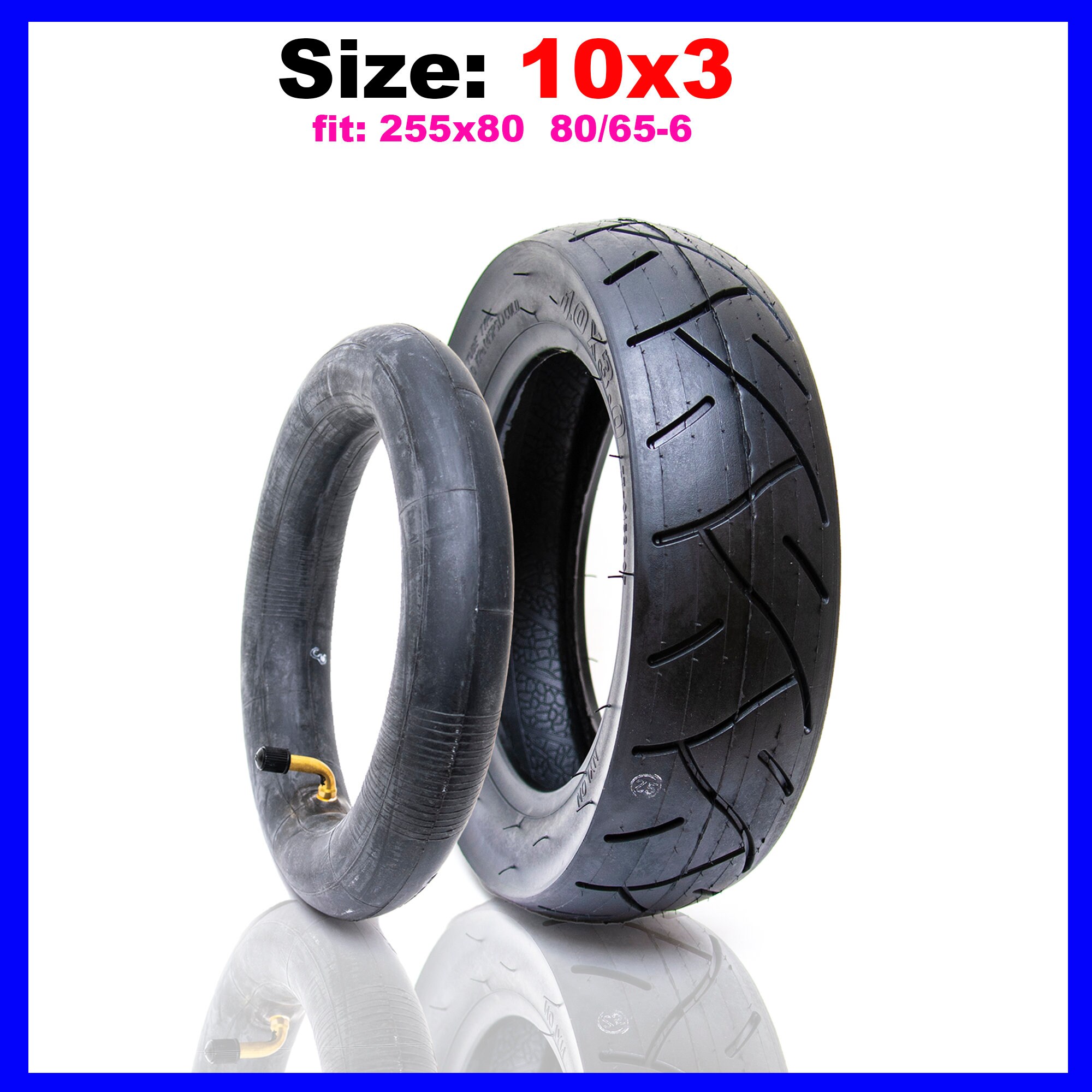 80/65-6 Pneumatic Tube Tire Fit 10x3 255X80 for Electric Scooter
