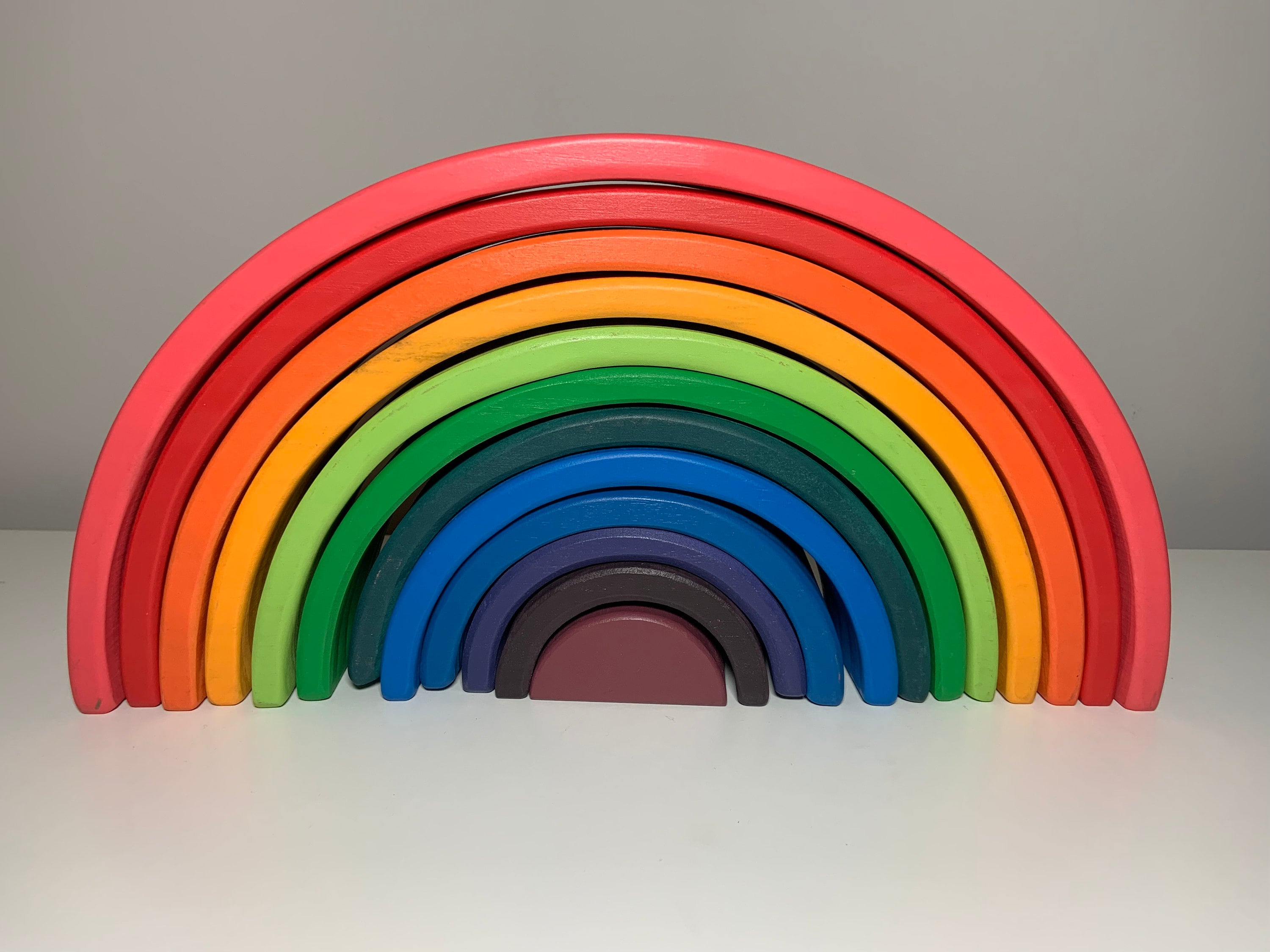 Wooden Rainbow Stacker: Montessori Open Ended Toy