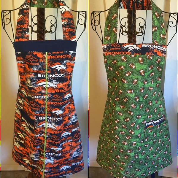 Denver Broncos Double sided Apron, Football, Broncos Reversible Apron, NFL