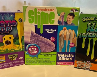 Lot of 3 SLIME kits: glow in the dark, galactic goop, galactic glitter