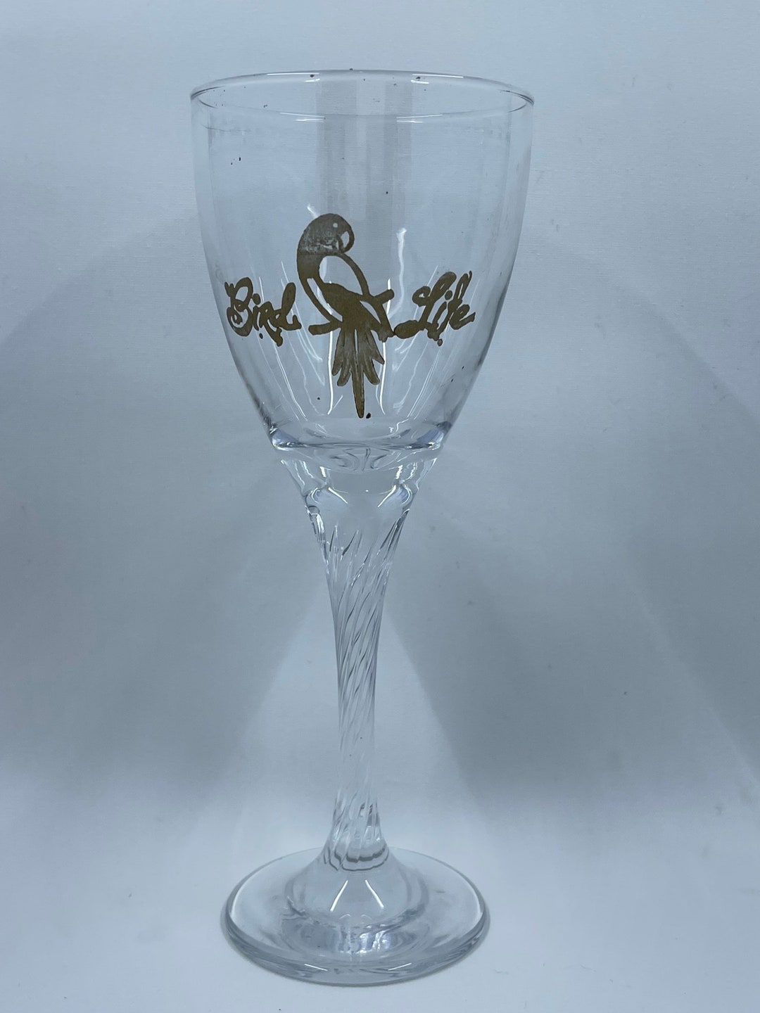 Bird Life Hand Etched Wine Glass With Metallic Gold Etsy