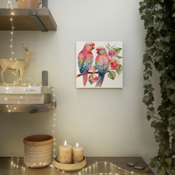 A Bird Couple Parrot Canvas Photo Tile