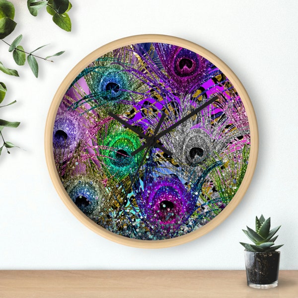 Plumes de paon Horloge murale