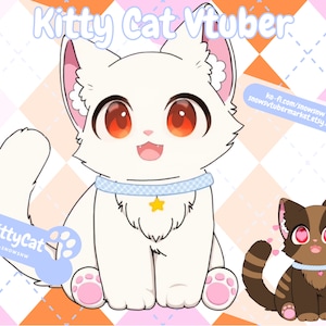 Kitty Cat Vtuber Model - Fully Rigged Vtuber Model - Multiple toggles - Vtuber Companion