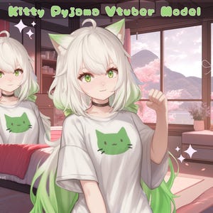 Green Pjama Girl Full Body Vtuber Model - Multiple toggles - VTubeStudio