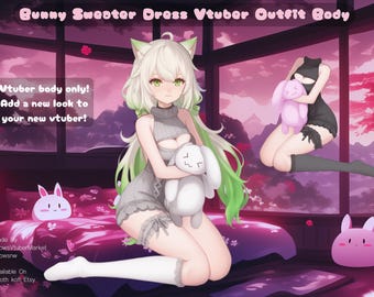 Bunny Sweater Dress Vtuber Outfit Body | Ready to Use