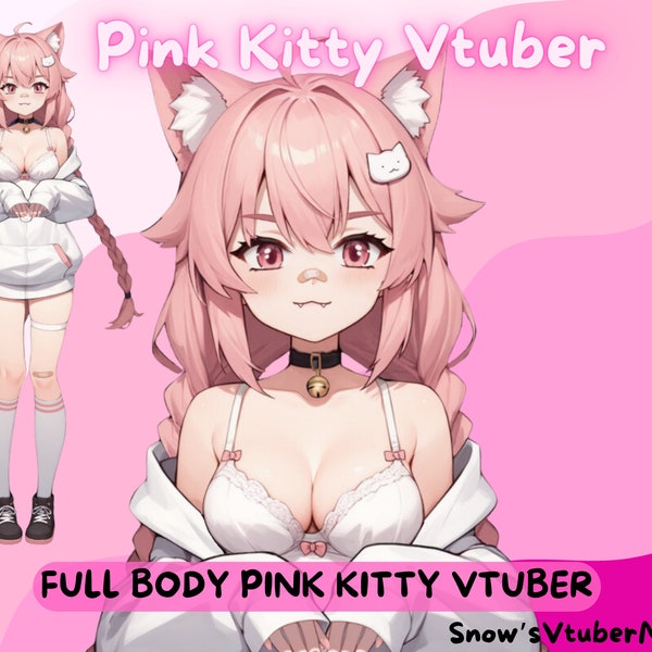 Modèle complet Vtuber Kitty rose - Bascules multiples - VTubeStudio