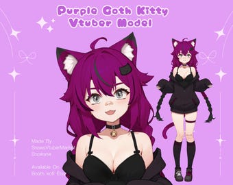 Goth Kitty Full Body Vtuber Model - Multiple toggles - VTubeStudio