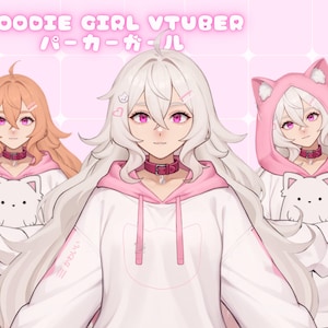 Hoodie Kitty Girl Full Body Vtuber Model | Customizeable Vtuber | VTubeStudio