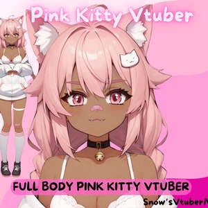 Pink Kitty Full Body Vtuber Model - Multiple toggles - VTubeStudio