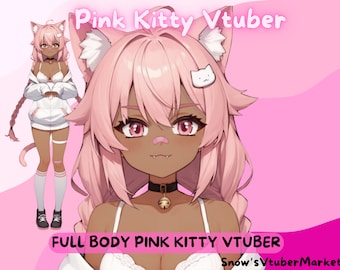 Pink Kitty Full Body Vtuber Model - Multiple toggles - VTubeStudio