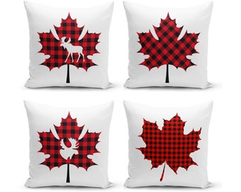 Canada Maple Leaf Pillow Cover | Christmas Home Decoration Canadian Leaf Cushion Cover by Homeezone