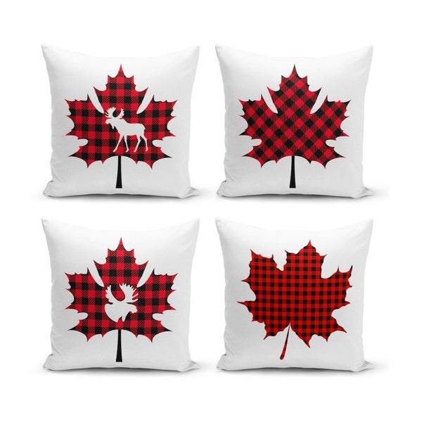 Canada Maple Leaf Pillow Cover | Christmas Home Decoration Canadian Leaf Cushion Cover by Homeezone