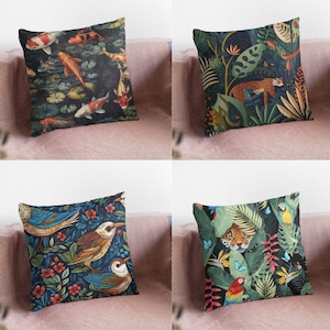Nature Wild Animals Pillow, Koi Fish Pattern Decorative Cushion Cover, Leopard Printed Throw Pillow by Homeezone