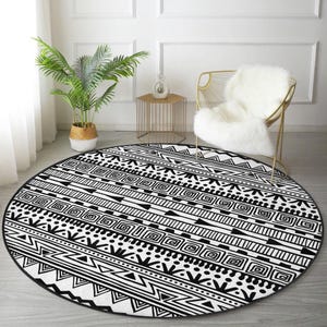 Country Style Round Rug, Southwestern Decor Area Rug, Native Design Circle Carpet, Living Room Decorative Area Rug, Aztec Circle Rug