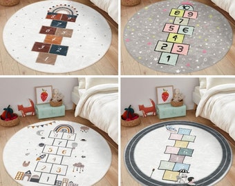 Game Printed Kids Rug, Non Slip Washable Nursery Round Rug, Kids Room Decoration Floor Carpet