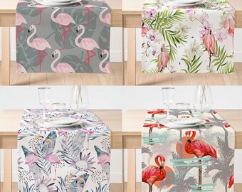 Flamingo Table Runner, Summer Home Decoration Flamingo Pattern Table Linens, Floral Decorative Home Textile