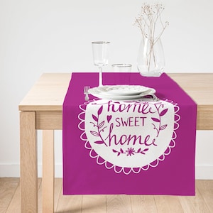 Home Sweet Home Table Runner: Purple & Yellow Textile