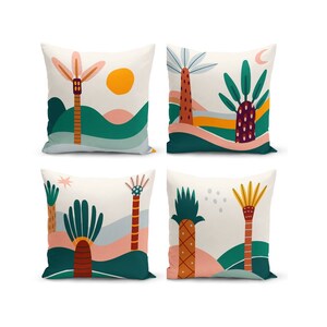 Abstract Palm Tree Pillow Cover: Decorative Throw Pillow, Polyester Cotton Blend