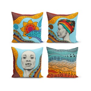 Abstract Women Patterned Pillow Cover: Boho Home Decor