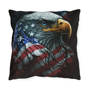 Patriotic Eagle Pillow Cover: USA Flag Decorative Throw Pillow