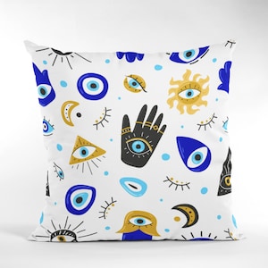 Evil Eye Pillow Cover: Modern Patterned Throw Cushion
