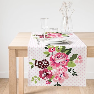 Floral Home Decor Table Runner, Rose Pattern Kitchen Table Decor Linens, Home Gift Table Cloths