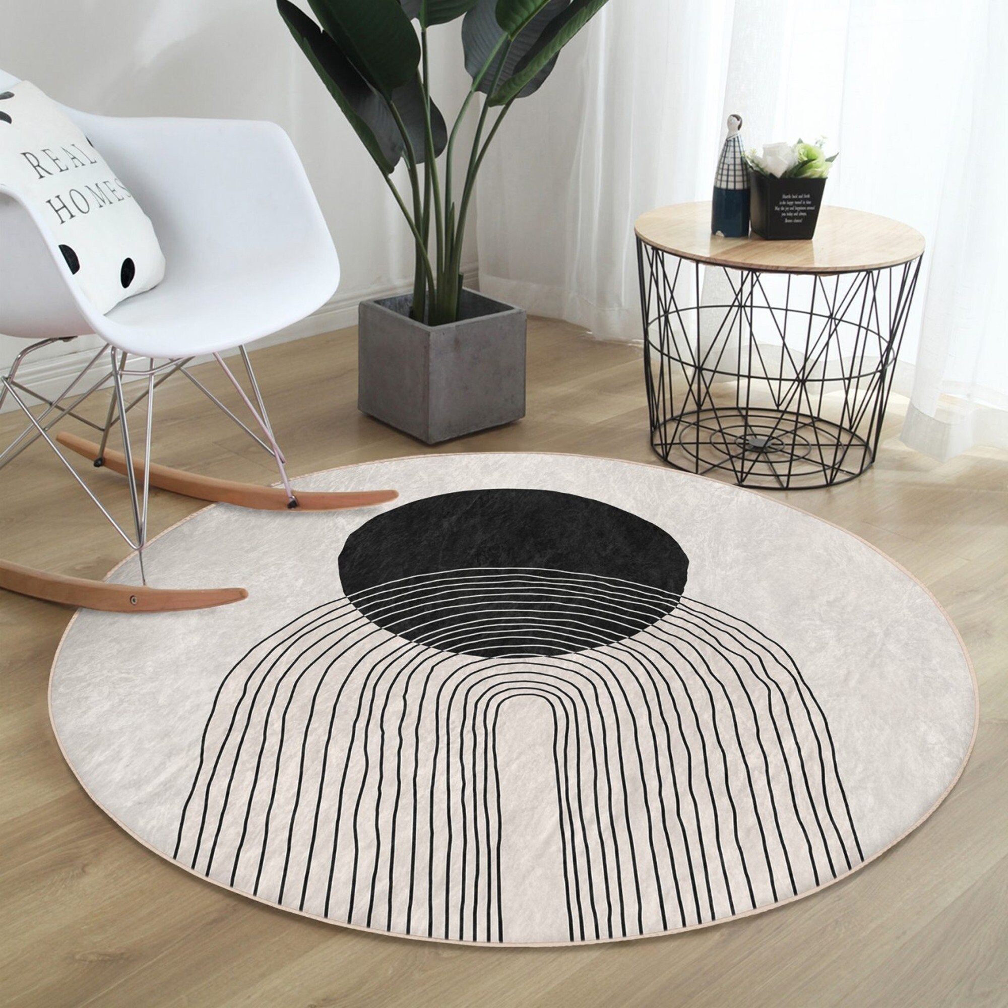Round Rug Drawn Abstract Art Round Rug Round Rug for Dining Room Circular - Etsy