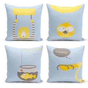 Fundas de almohada decorativas para habitación de niños azules, fundas de cojines bonitos para niños, funda de almohada para sala de juegos para niños, funda de almohada de uso diario