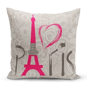 Eiffel Tower Pillow Cover: Paris Home Decor, Polyester Cotton Cushion