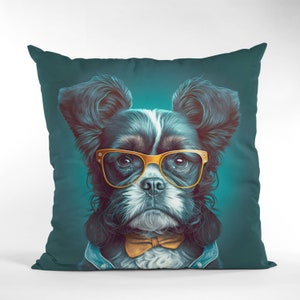 King Dog Pillow Cover, Stylish Dog Home Decor Cushion Cover, Animal Lovers Home Gift Throw Pillow