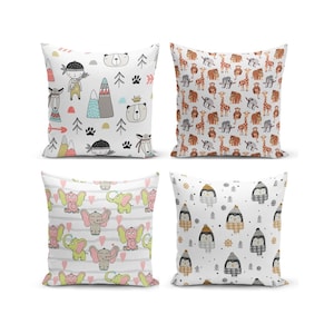 Safari Animal Pillow Cover: Kids Nursery Decor, Elephant Print Cushion
