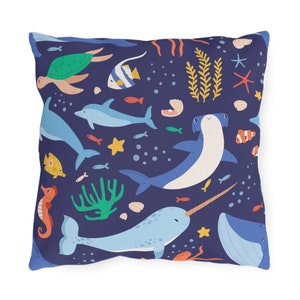 Capa de Almofada Infantil Sea Life: Estampa de Baleia, Decoração de Quarto de Bebê