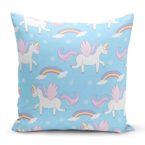 Blue Kids Room Throw Pillow Cover, Nursery Room Decor Cushion Cover, Boys Room Pillow Case, Baby Room Decorative Throw Pillow Cover