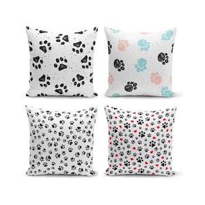 Paw Print Dog Throw Pillow Cover: Decorative Cushion Case