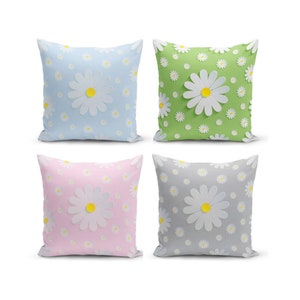 Federa per cuscino margherita, federa per cuscino con motivo a margherita, fodera per cuscino colorato per patio, fodera per cuscino per arredamento esterno, federa per cuscino da tavolo da cucina