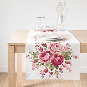 Rose Pattern Table Runner, Floral Design Home Decoration Table Linens, Kitchen Decoration Home Gift