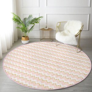 Love Pattern Rug, Minimalist Home Decorative Circle Carpet, Love Printed Round Rug, Pink Color Room Decoration Circle Rug